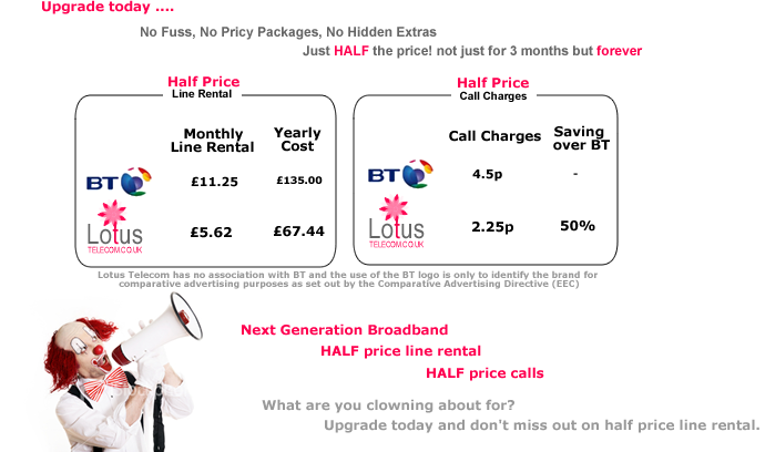 dont miss out, half price phone line rental and calls